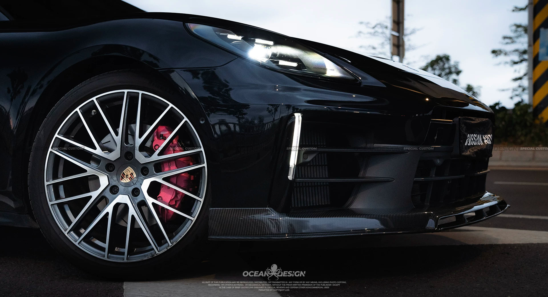Porsche Panamera 2024+ Ocean Design-Style Dry Carbon Fiber Aero Kit – Front Lip, Side Skirts, Hood, Wing & More