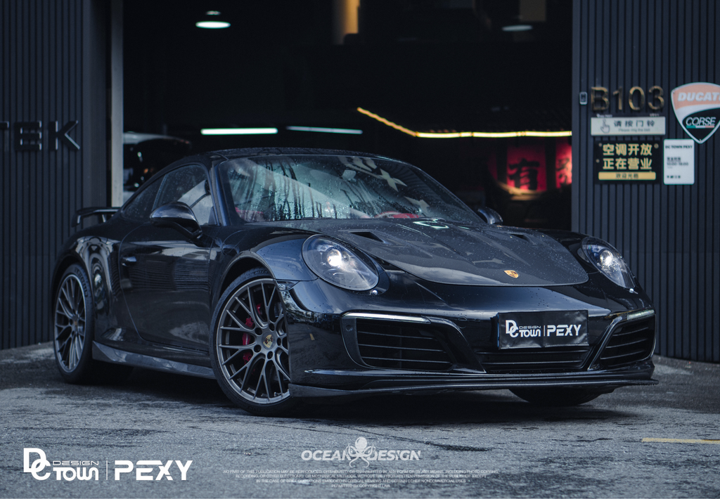 Porsche 911 991.2 Ocean Design-Style Carbon Fiber Aero Kit – Front Lip, Side Skirts, Rear Lip, Wing