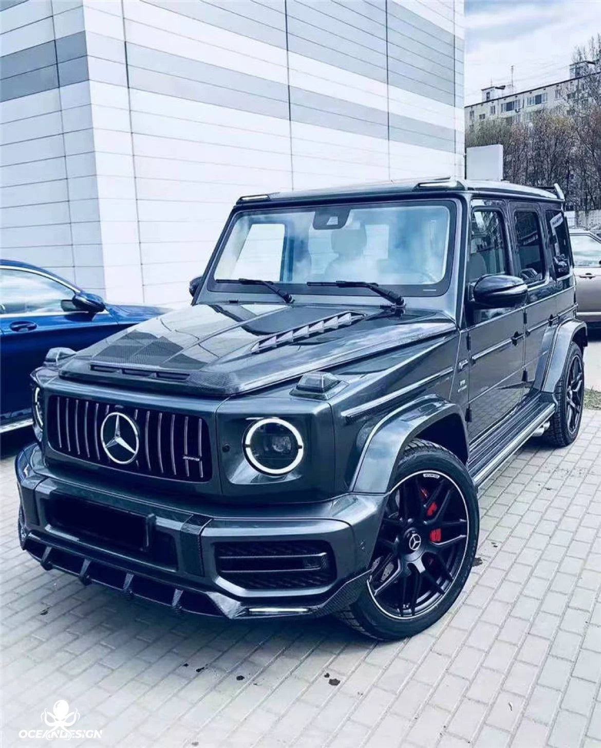 Mercedes-Benz G63 W464 TopCar Style Dry Carbon Fiber Aero Kit – Front Lip, Rear Lip, Rear Wing, Spare Tire Cover, Fender Trim, Bumper Trim