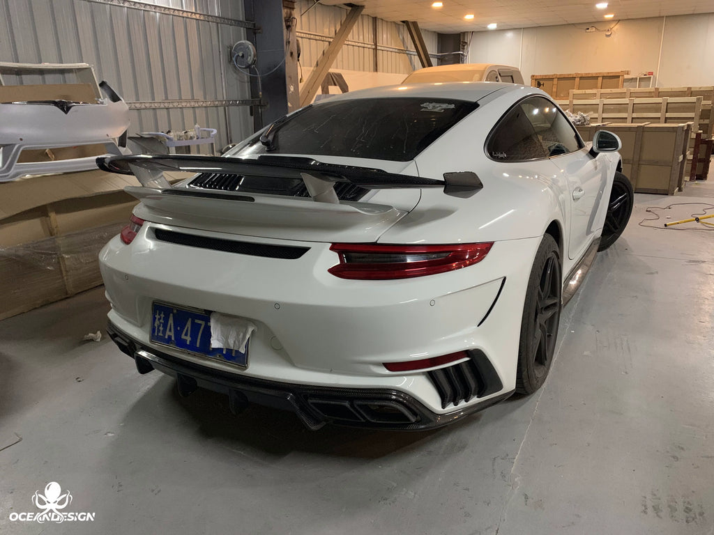 Porsche 911 991.2 Topcar-Style Carbon Fiber Aero Kit – Front & Rear Bumpers, Wing, Engine Cover