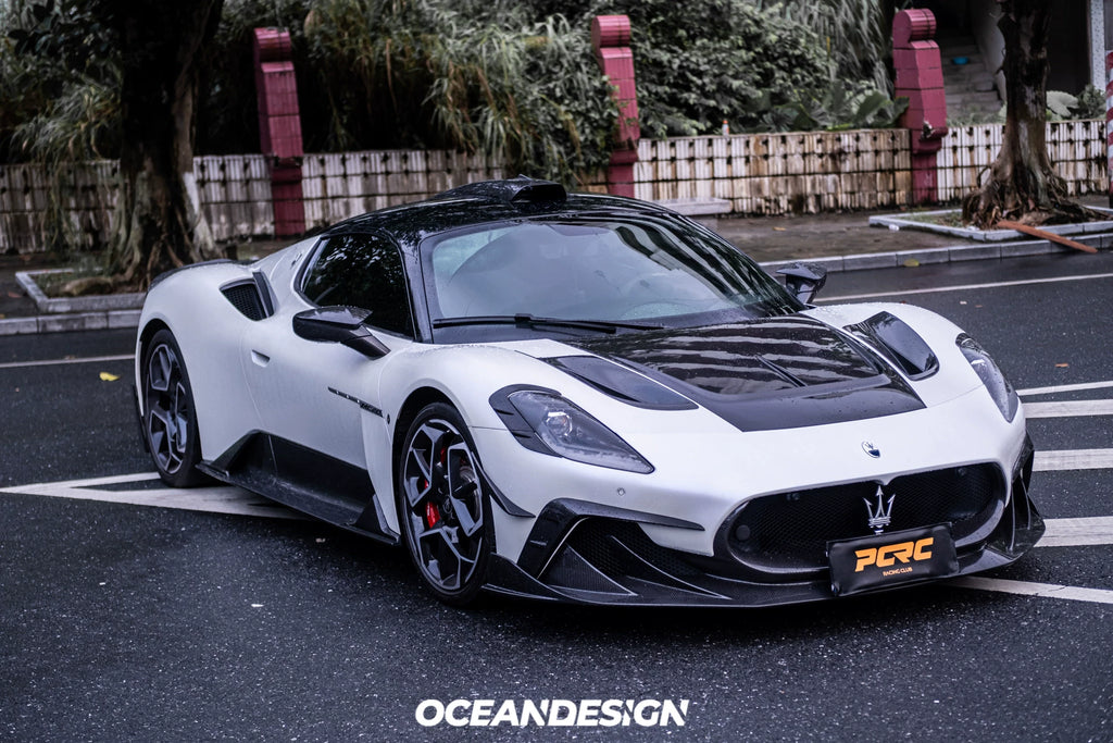 Maserati MC20 MSY Style Dry Carbon Fiber Aero Kit – Front Lip, Rear Lip, Diffuser, Hood, Side Skirts, Rear Wing, Mirror Covers, Engine Bay Trim