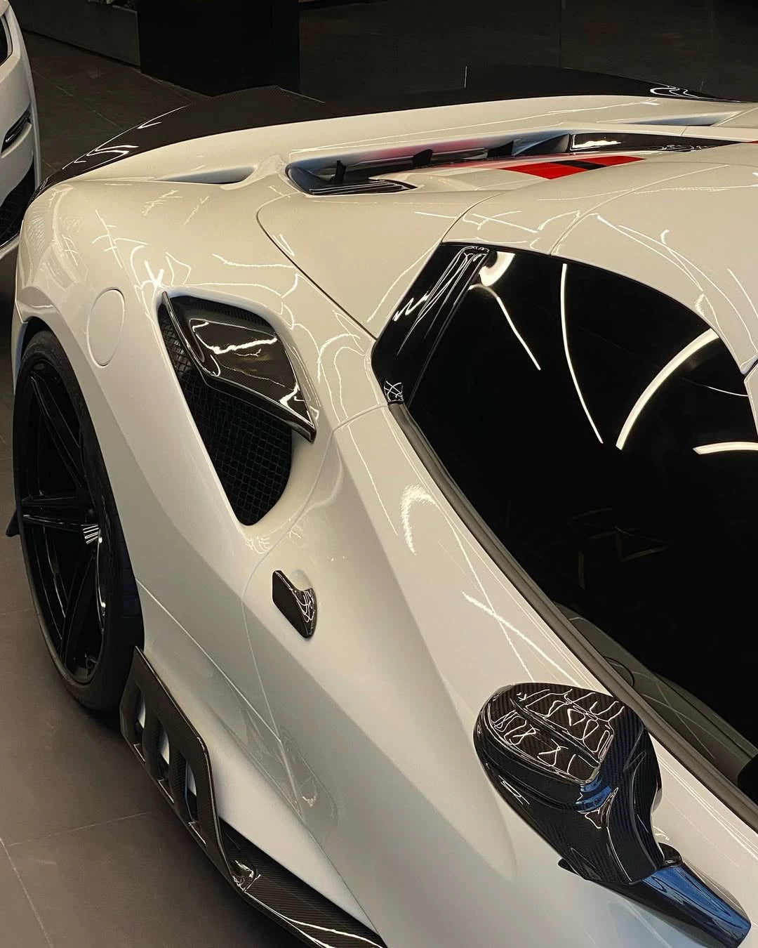 Ferrari F8 Tributo Keyvany-Style Dry Carbon Fiber Aero Kit – Front Lip, Side Skirts, Rear Lip, Wing & More