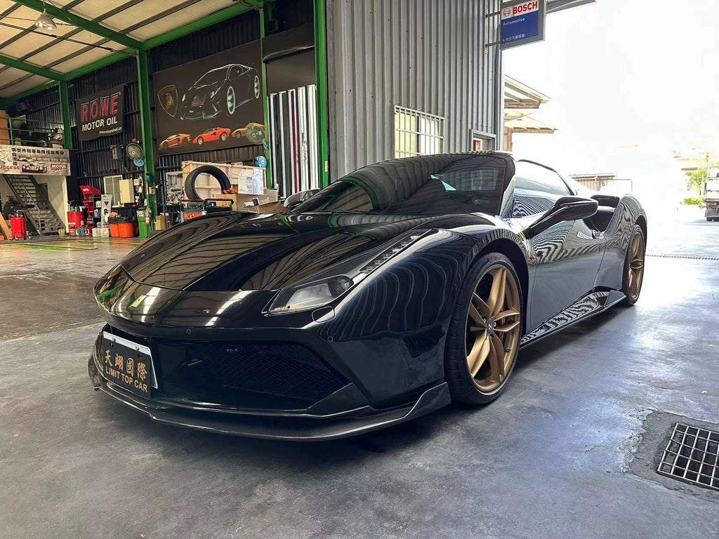 Ferrari 488 GTB Spider V-Style Dry Carbon Fiber Aero Kit – Front Lip, Side Skirts, Spoiler, Wing