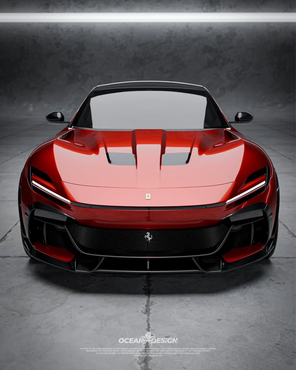 Ferrari Purosangue Ocean Design-Style Dry Carbon Fiber Aero Kit – Front Lip, Hood, Wheel Arches, Rear Lip & More