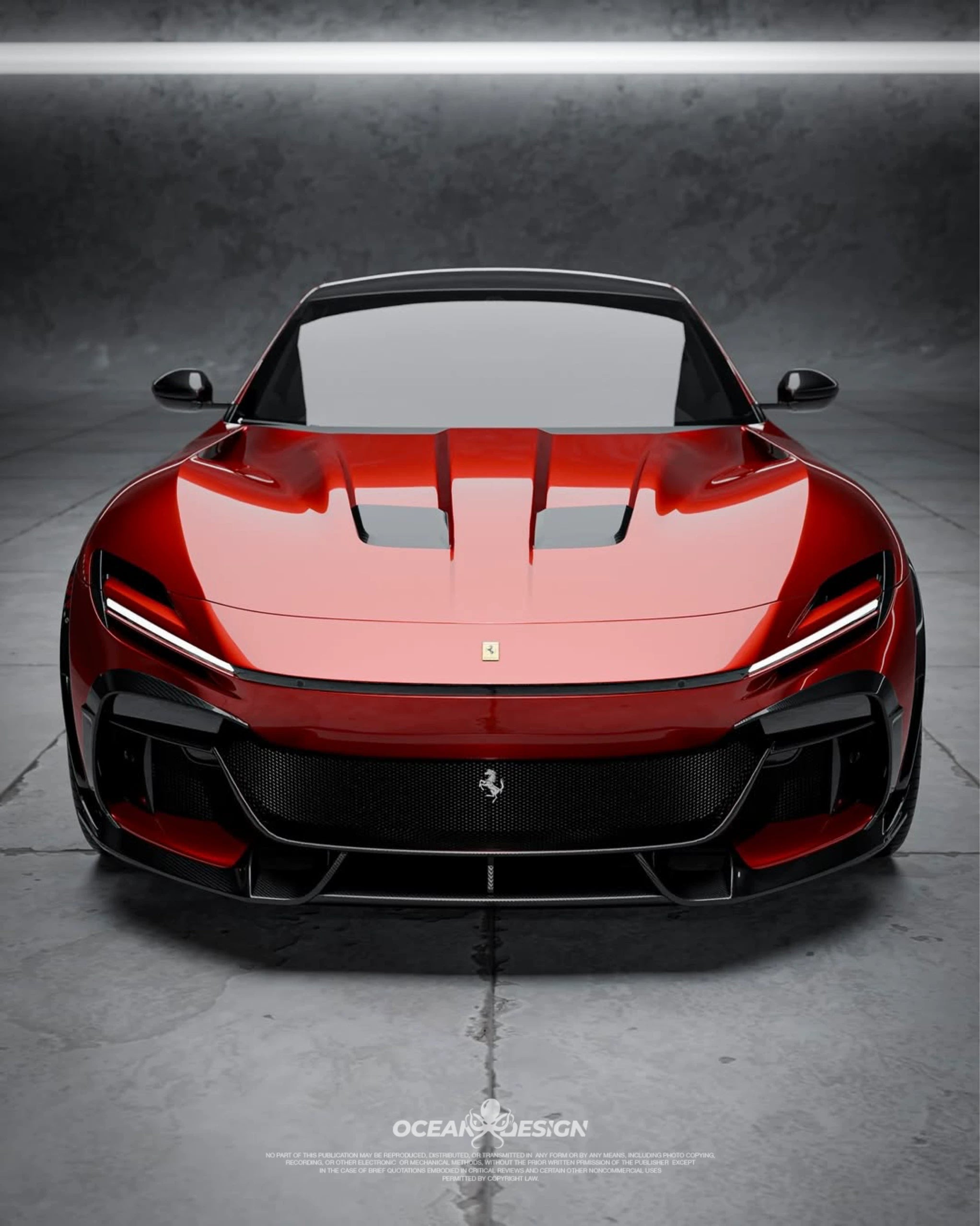 Ferrari Purosangue Ocean Design-Style Dry Carbon Fiber Aero Kit – Front Lip, Hood, Wheel Arches, Rear Lip & More