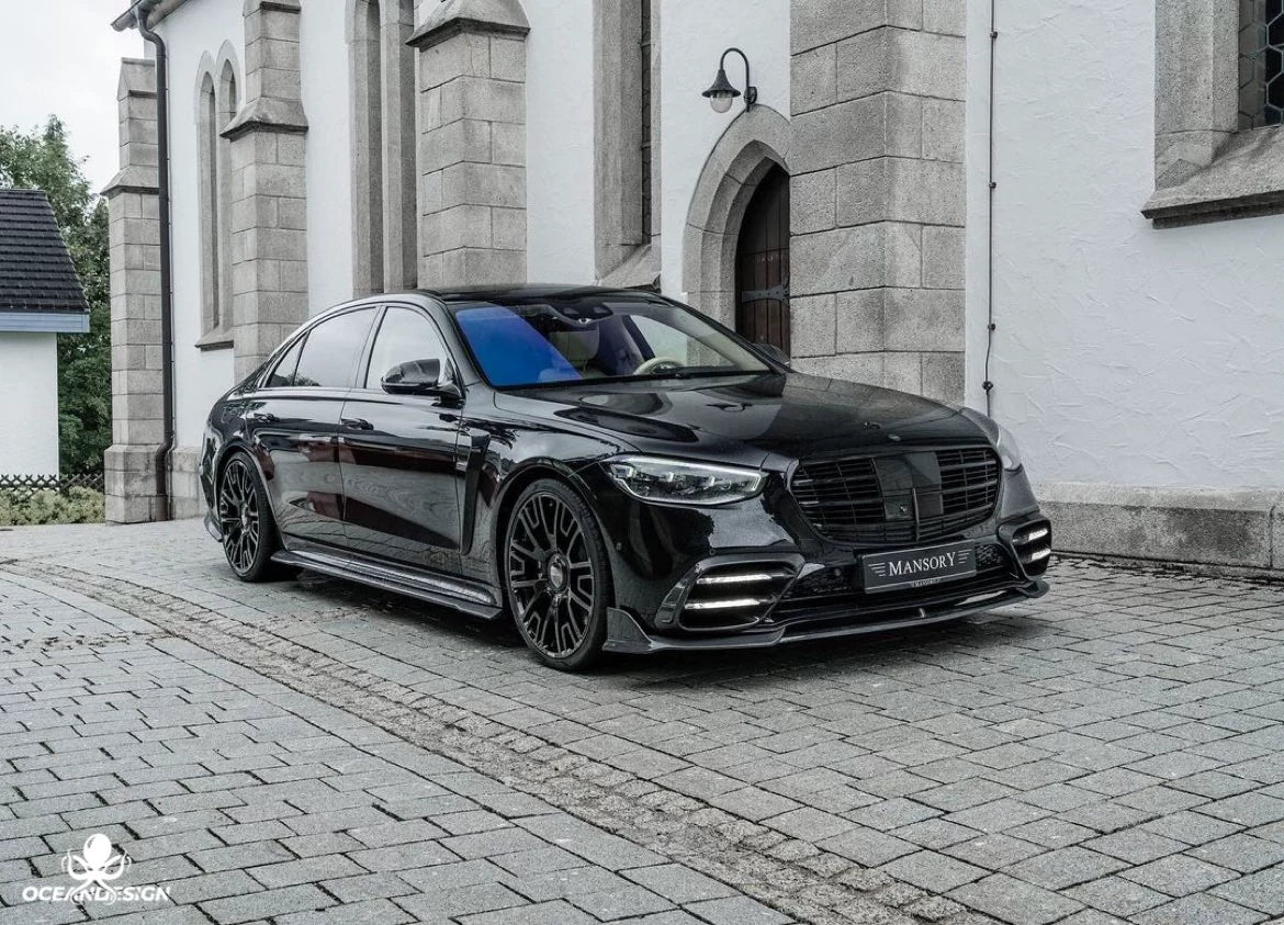 Mercedes-Benz S-Class S450 W223 MSY Style Dry Carbon Fiber Aero Kit – Front Lip, Side Skirts, Rear Lip, Rear Wing, Roof Spoiler, Mirror Covers, Air Vents, Fender Trim