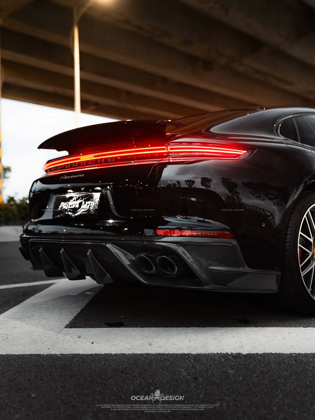 Porsche Panamera 2024+ Ocean Design-Style Dry Carbon Fiber Aero Kit – Front Lip, Side Skirts, Hood, Wing & More