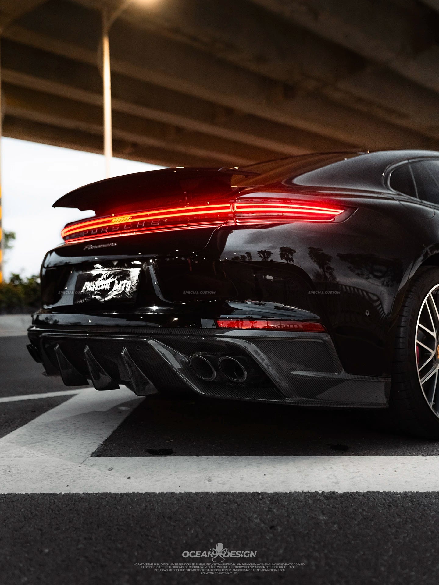 Porsche Panamera 2024+ Ocean Design-Style Dry Carbon Fiber Aero Kit – Front Lip, Side Skirts, Hood, Wing & More