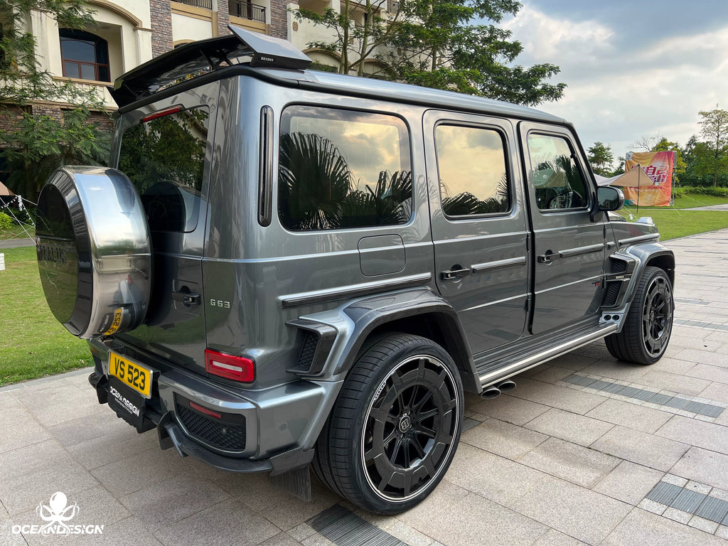 Mercedes-Benz G63 W464 G900 Rocket Style Dry Carbon Fiber Wide Aero Kit – Front Lip, Rear Lip, Rear Wing, Hood, Grille, Wheel Arches, Mirror Caps & Trim