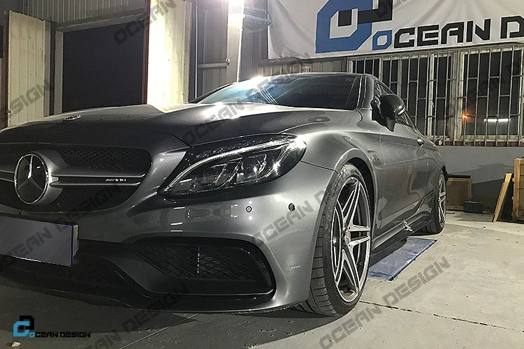 Mercedes-Benz C63 AMG Coupe W205 Edition One Style Carbon Fiber Aero Kit – Center Lip, Front Bumper Vents, Rear Lip, Rear Wing, Rear Diffuser