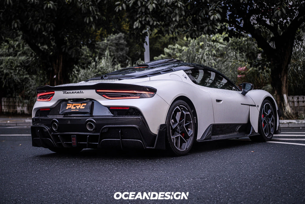 Maserati MC20 MSY Style Dry Carbon Fiber Aero Kit – Front Lip, Rear Lip, Diffuser, Hood, Side Skirts, Rear Wing, Mirror Covers, Engine Bay Trim