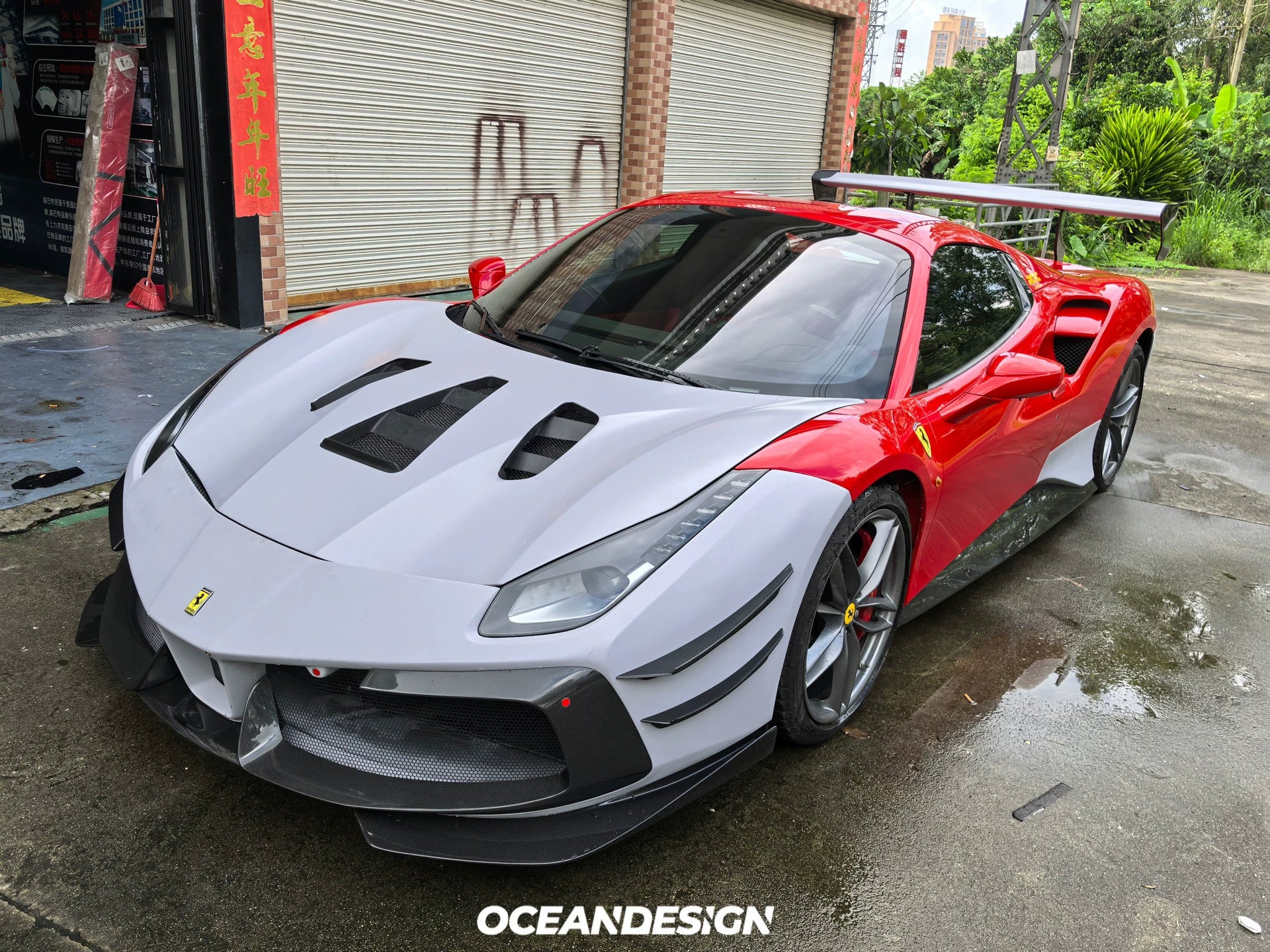 Ferrari 488 Challenge EVO-Style Dry Carbon Fiber Aero Kit – Front & Rear Bumpers, Hood, Side Skirts, Wing