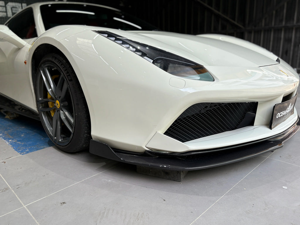 Ferrari 488 GTB Spider V-Style Dry Carbon Fiber Aero Kit – Front Lip, Side Skirts, Spoiler, Wing