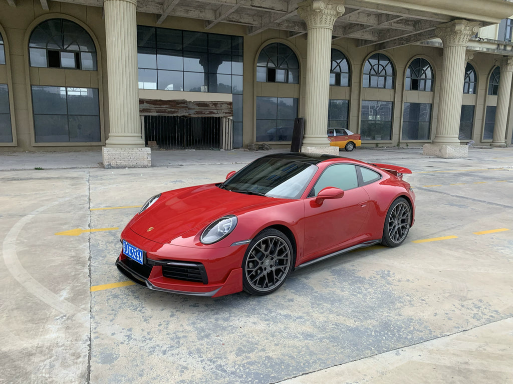 Porsche 911 992.1 Carrera to Turbo S-Style Carbon Fiber Aero Kit – Front Lip, Side Skirts, Rear Lip, Wing
