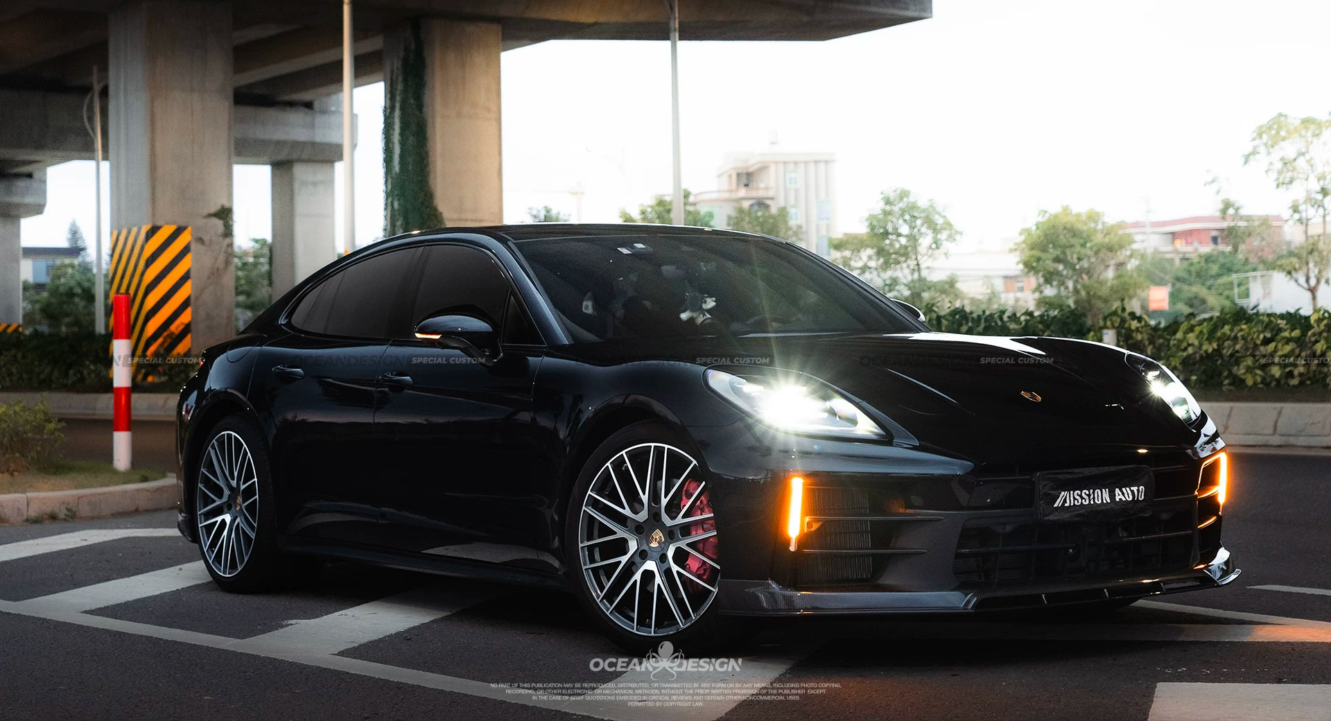 Porsche Panamera 2024+ Ocean Design-Style Dry Carbon Fiber Aero Kit – Front Lip, Side Skirts, Hood, Wing & More