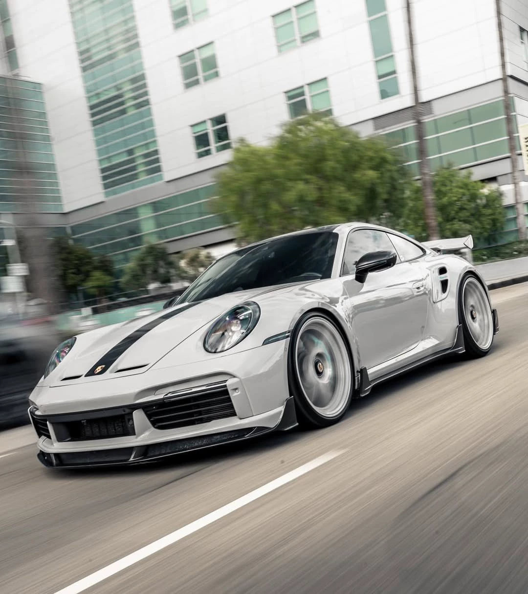 Porsche 911 992.1 Turbo S 9D-Style Dry Carbon Fiber Aero Kit – Front Lip, Hood, Side Skirts, Rear Lip, Wing