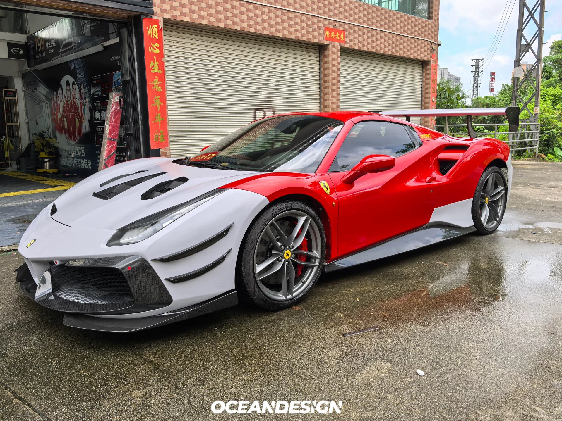 Ferrari 488 Challenge EVO-Style Dry Carbon Fiber Aero Kit – Front & Rear Bumpers, Hood, Side Skirts, Wing