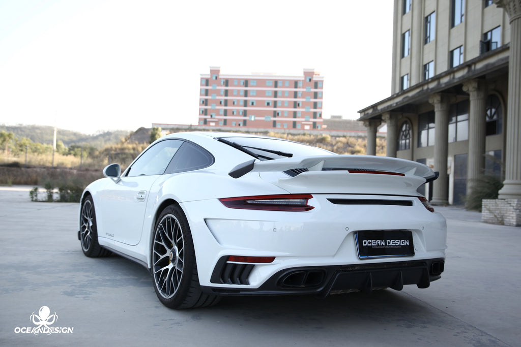 Porsche 911 991 Turbo S Topcar-Style Carbon Fiber Aero Kit – Front & Rear Bumpers, Lip, Wing, Hood