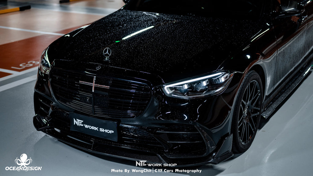 Mercedes-Benz S-Class S450 W223 MSY Style Dry Carbon Fiber Aero Kit – Front Lip, Side Skirts, Rear Lip, Rear Wing, Roof Spoiler, Mirror Covers, Air Vents, Fender Trim