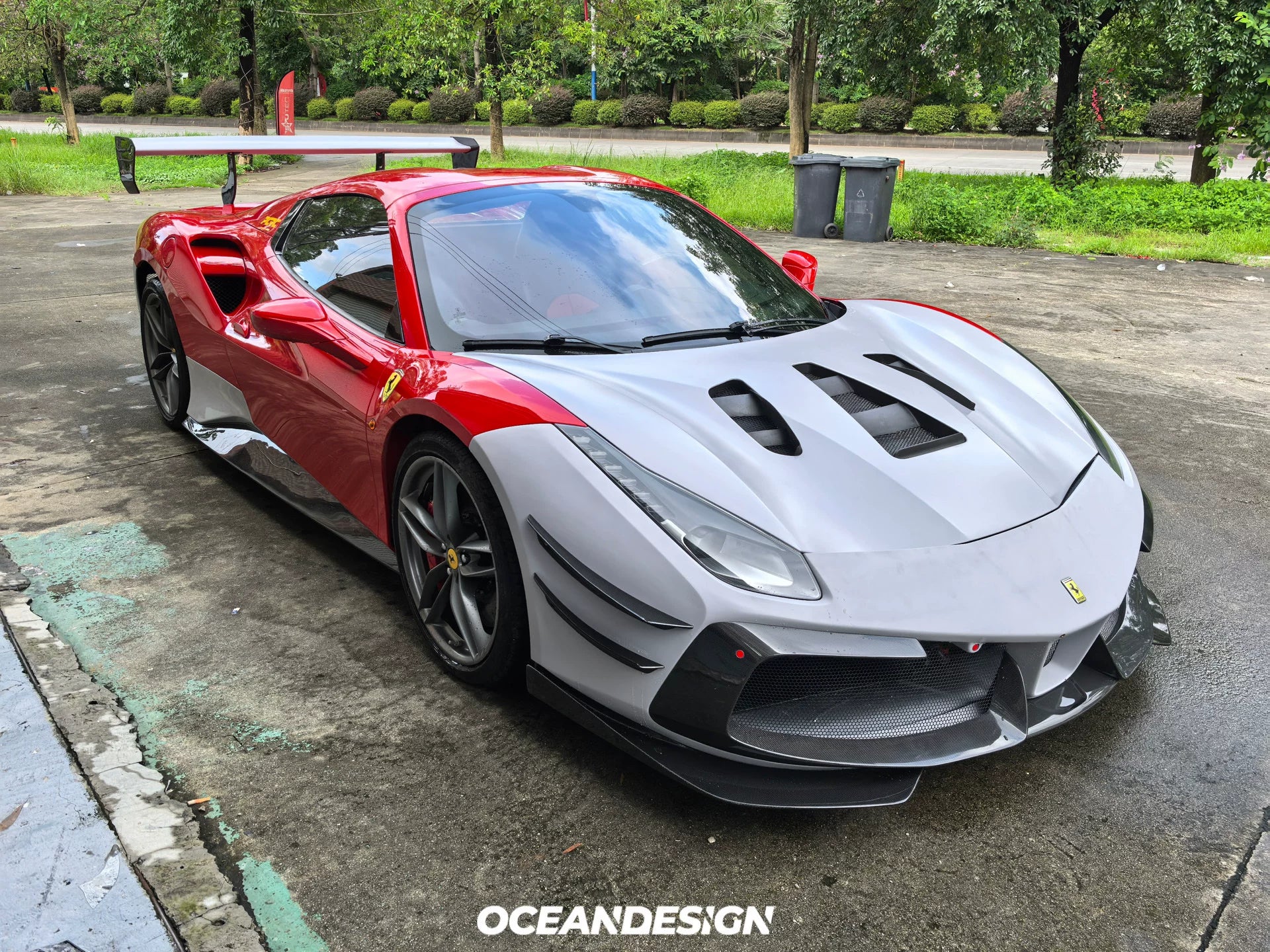 Ferrari 488 Challenge EVO-Style Dry Carbon Fiber Aero Kit – Front & Rear Bumpers, Hood, Side Skirts, Wing
