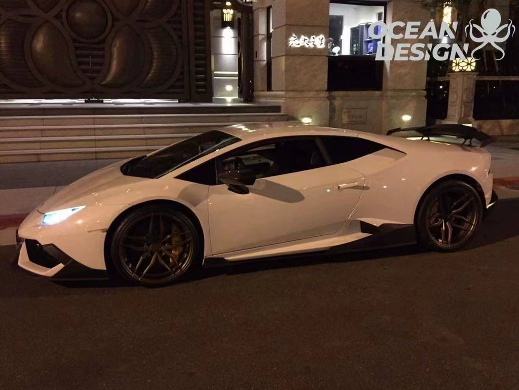 Lamborghini Huracan LP580 LP600 LP610 MAD-Style Dry Carbon Fiber Aero Kit – Corner Pieces, Side Skirts, Wing