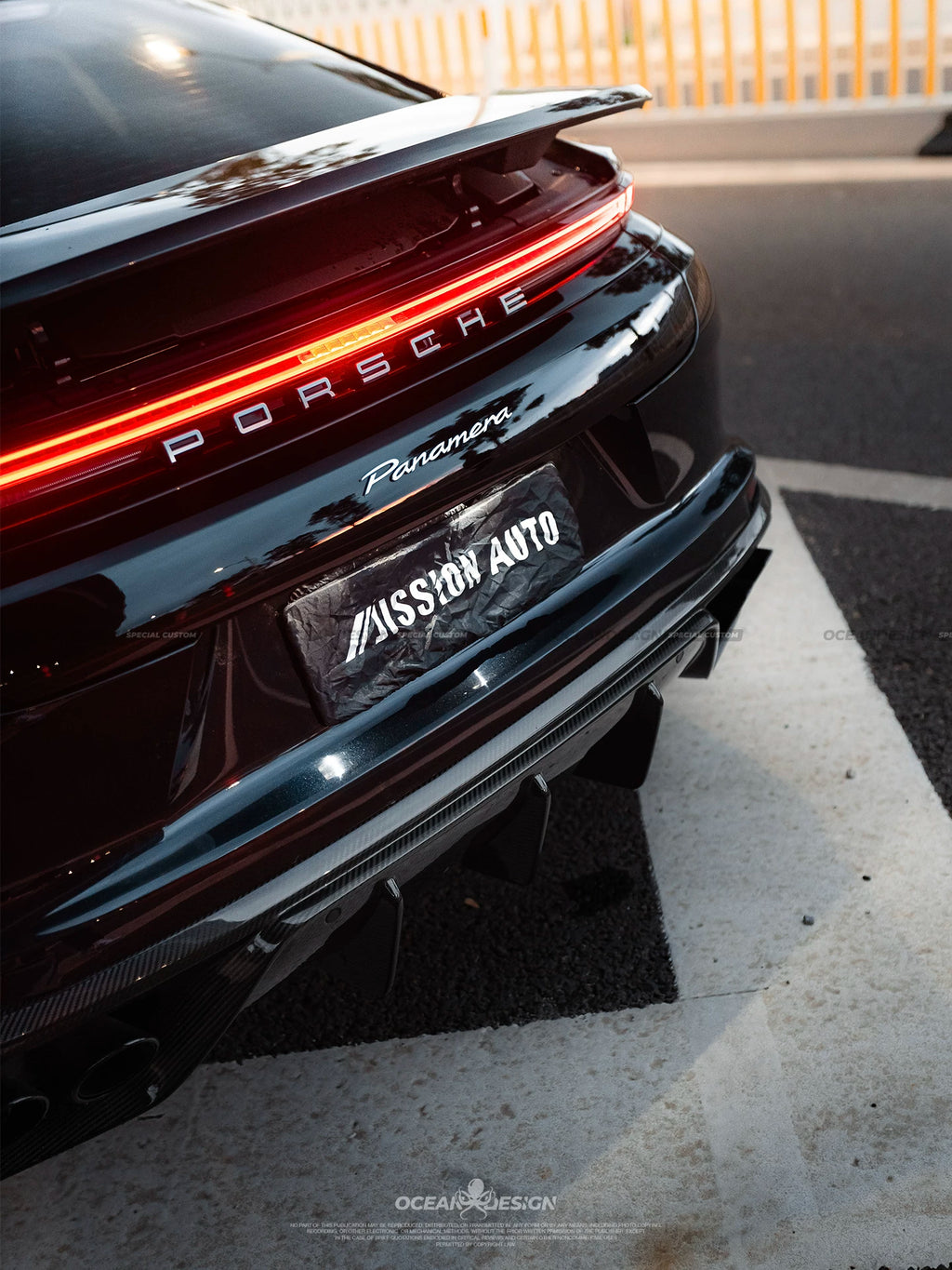 Porsche Panamera 2024+ Ocean Design-Style Dry Carbon Fiber Aero Kit – Front Lip, Side Skirts, Hood, Wing & More