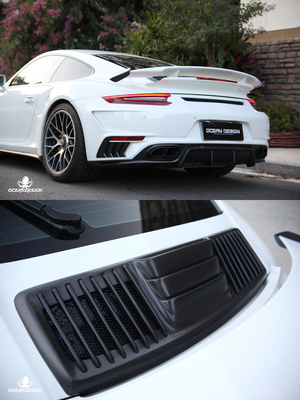 Porsche 911 991 Turbo S Topcar-Style Carbon Fiber Aero Kit – Front & Rear Bumpers, Lip, Wing, Hood