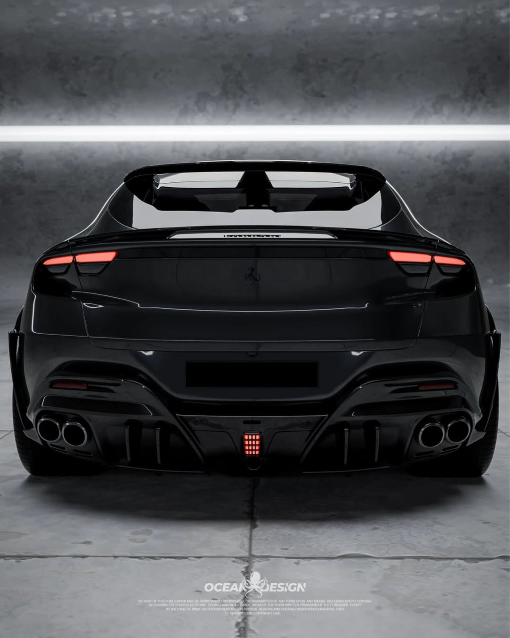 Ferrari Purosangue Ocean Design-Style Dry Carbon Fiber Aero Kit – Front Lip, Hood, Wheel Arches, Rear Lip & More