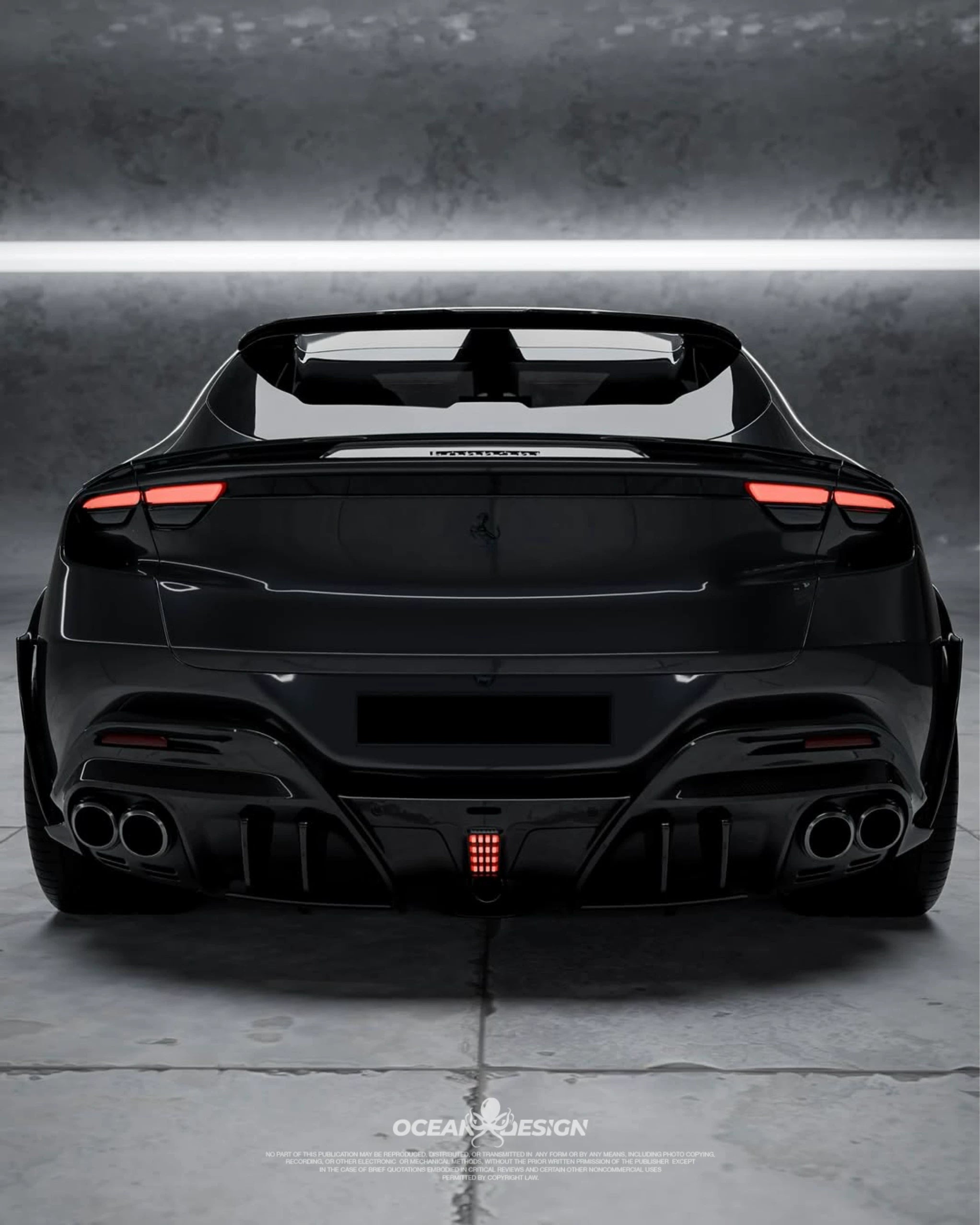 Ferrari Purosangue Ocean Design-Style Dry Carbon Fiber Aero Kit – Front Lip, Hood, Wheel Arches, Rear Lip & More