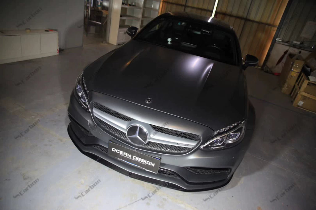 Mercedes-Benz C63 AMG Coupe W205 Edition One Style Carbon Fiber Aero Kit – Center Lip, Front Bumper Vents, Rear Lip, Rear Wing, Rear Diffuser