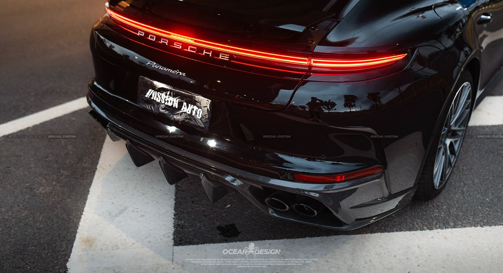 Porsche Panamera 2024+ Ocean Design-Style Dry Carbon Fiber Aero Kit – Front Lip, Side Skirts, Hood, Wing & More