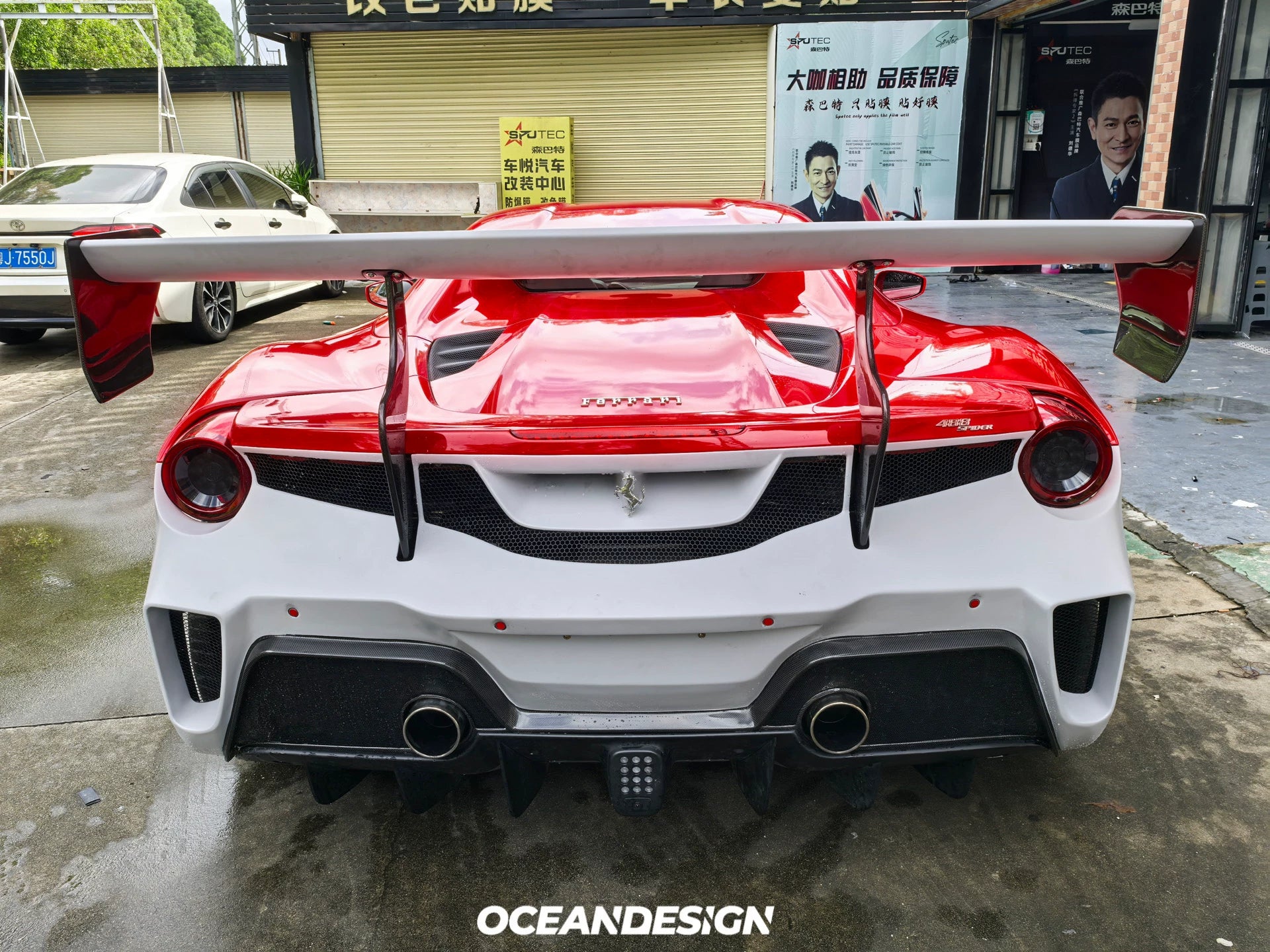 Ferrari 488 Challenge EVO-Style Dry Carbon Fiber Aero Kit – Front & Rear Bumpers, Hood, Side Skirts, Wing