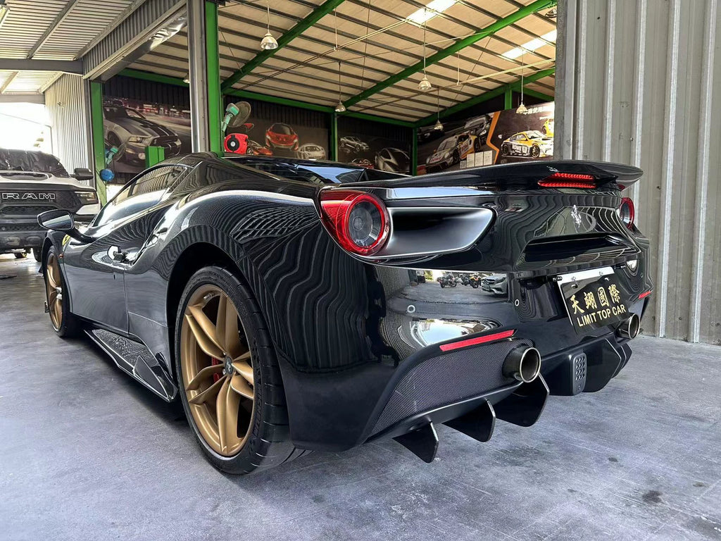 Ferrari 488 GTB Spider V-Style Dry Carbon Fiber Aero Kit – Front Lip, Side Skirts, Spoiler, Wing