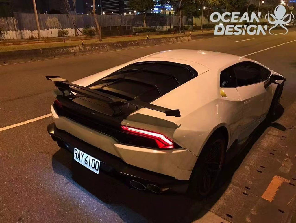 Lamborghini Huracan LP580 LP600 LP610 MAD-Style Dry Carbon Fiber Aero Kit – Corner Pieces, Side Skirts, Wing