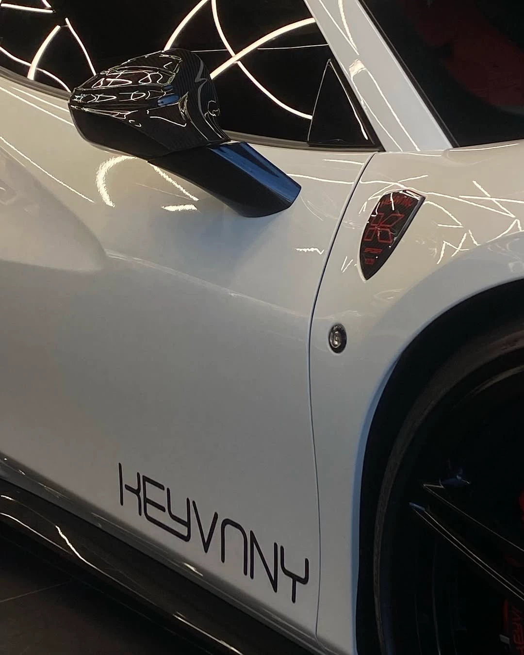 Ferrari F8 Tributo Keyvany-Style Dry Carbon Fiber Aero Kit – Front Lip, Side Skirts, Rear Lip, Wing & More