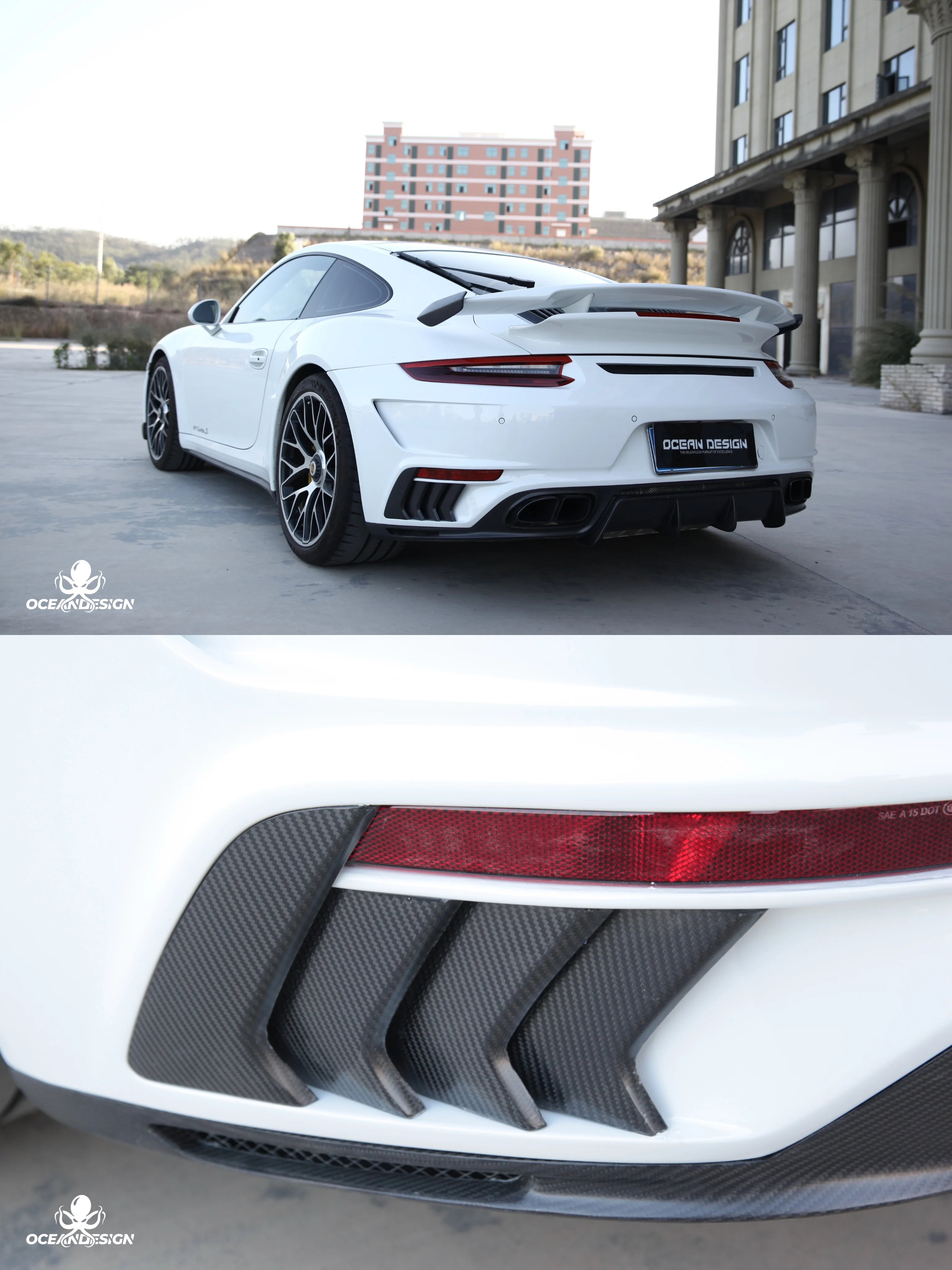 Porsche 911 991 Turbo S Topcar-Style Carbon Fiber Aero Kit – Front & Rear Bumpers, Lip, Wing, Hood