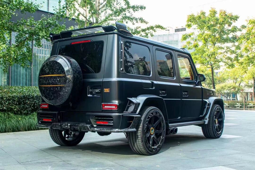 Mercedes-Benz G63 W464/W465 Mansory P920 Style Forged Carbon Fiber Wide Body Kit – Complete Kit, Hood, Wheel Arches, Rear Wing, Roof Light Bar, Spare Tire Cover & Trim