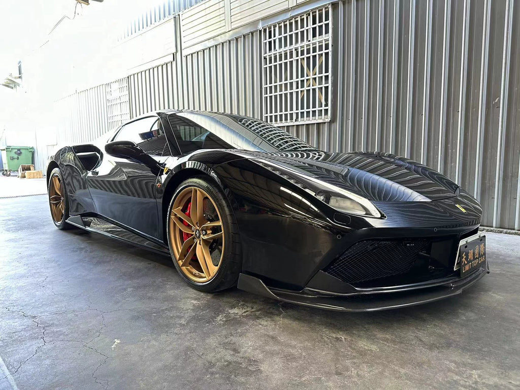 Ferrari 488 GTB Spider V-Style Dry Carbon Fiber Aero Kit – Front Lip, Side Skirts, Spoiler, Wing