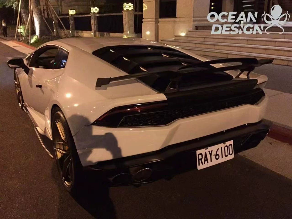 Lamborghini Huracan LP580 LP600 LP610 MAD-Style Dry Carbon Fiber Aero Kit – Corner Pieces, Side Skirts, Wing