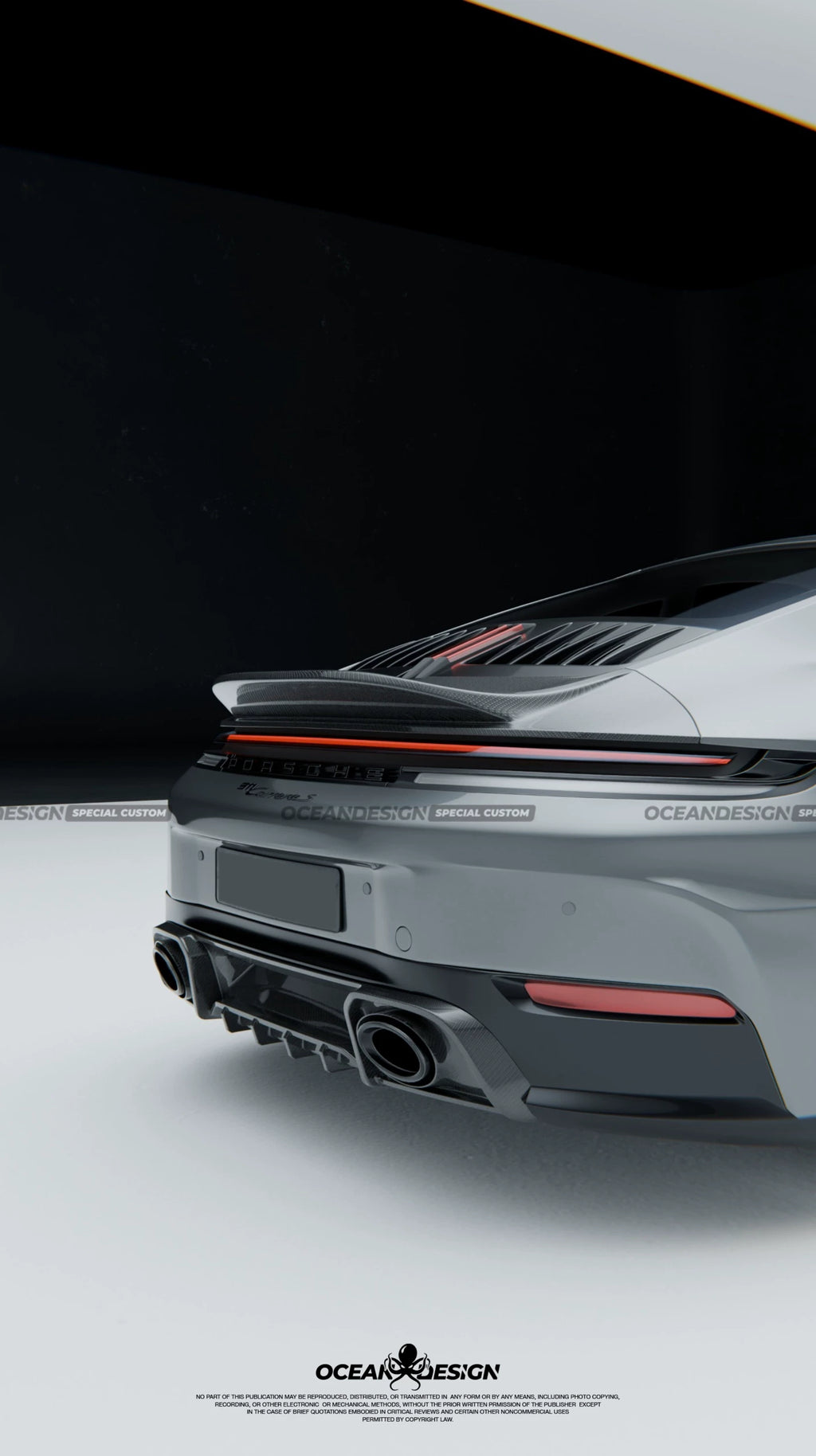 Porsche 911 992.2 Ocean Design-Style Dry Carbon Fiber Aero Kit – Front Lip, Side Skirts, Rear Lip, Wing