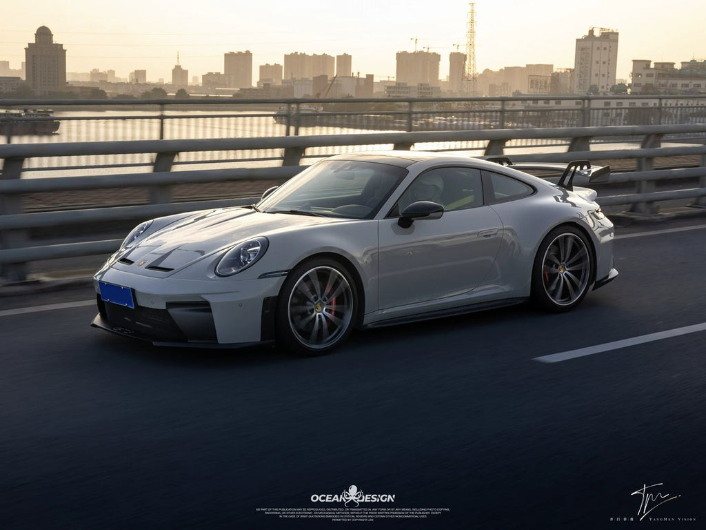 Porsche 911 992 to 992.2 GT3 Style Dry Carbon Fiber Conversion Kit – Front Bumper, Rear Bumper, Hood, Side Skirts, Engine Cover, GT Wing, Exhaust & More