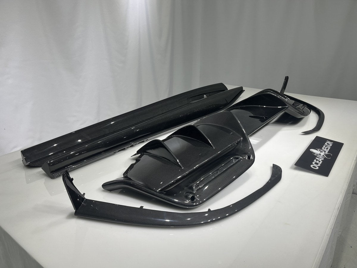Ferrari 296 GTB OEM Style Dry Carbon Fiber Aero Kit – Front Corner Pieces, Side Skirts, Rear Lip, Rear Wing, Engine Cover, Engine Bay Trim, Center Console, Door Sills