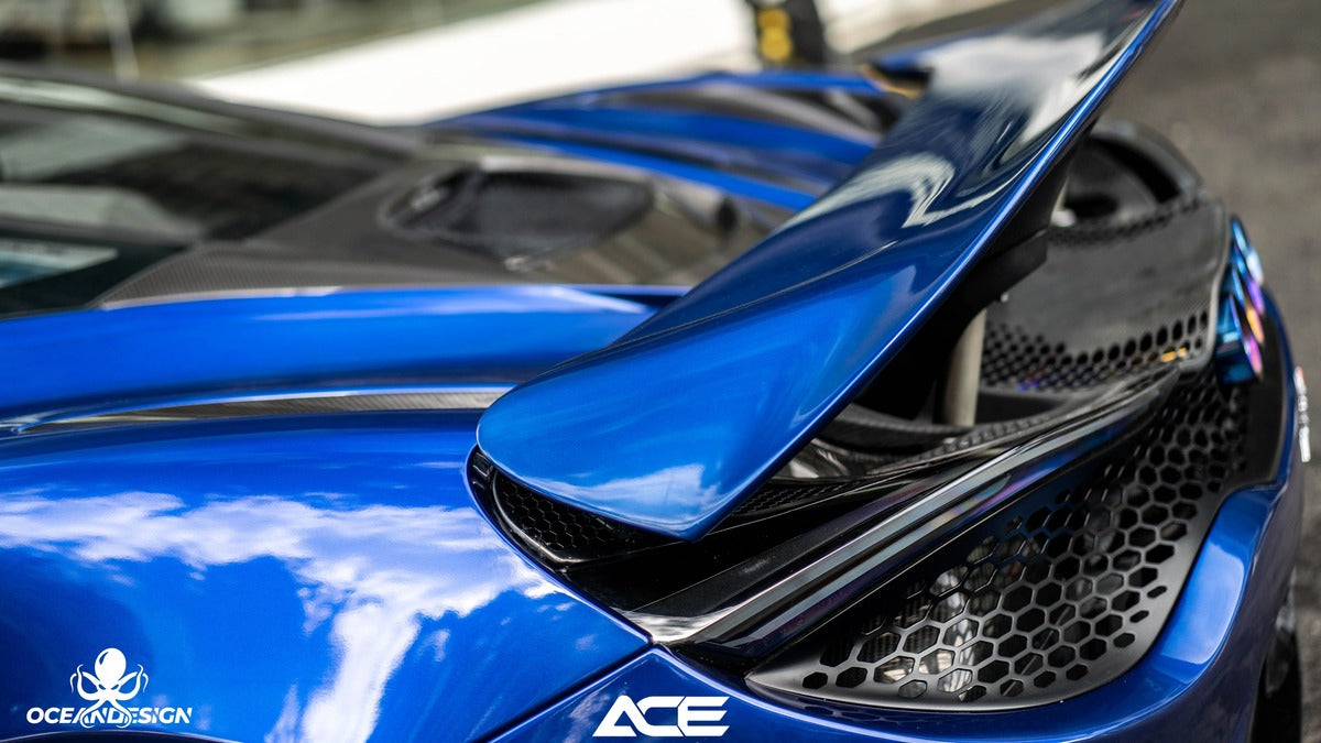 McLaren 720S 765LT-Style Dry Carbon Fiber Complete Aero Kit – Front & Rear Bumper / Wide Fenders / Side Skirts / Rear Wing / Front Lip / Hood