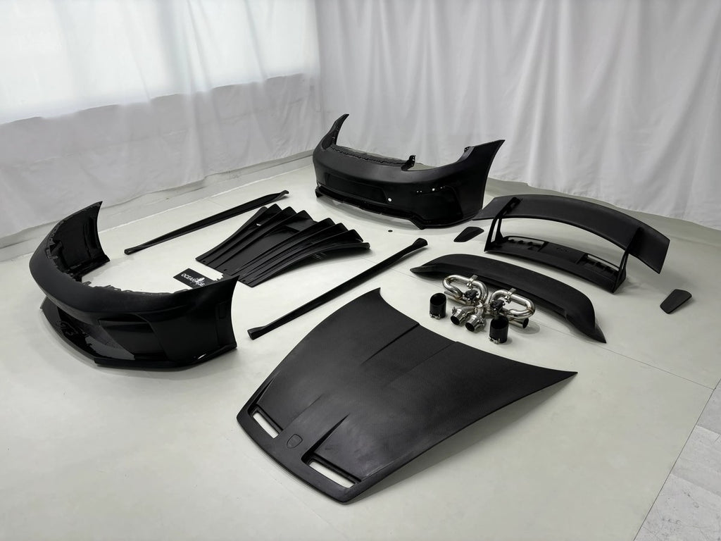 Porsche 911 992 to 992.2 GT3 Style Dry Carbon Fiber Conversion Kit – Front Bumper, Rear Bumper, Hood, Side Skirts, Engine Cover, GT Wing, Exhaust & More