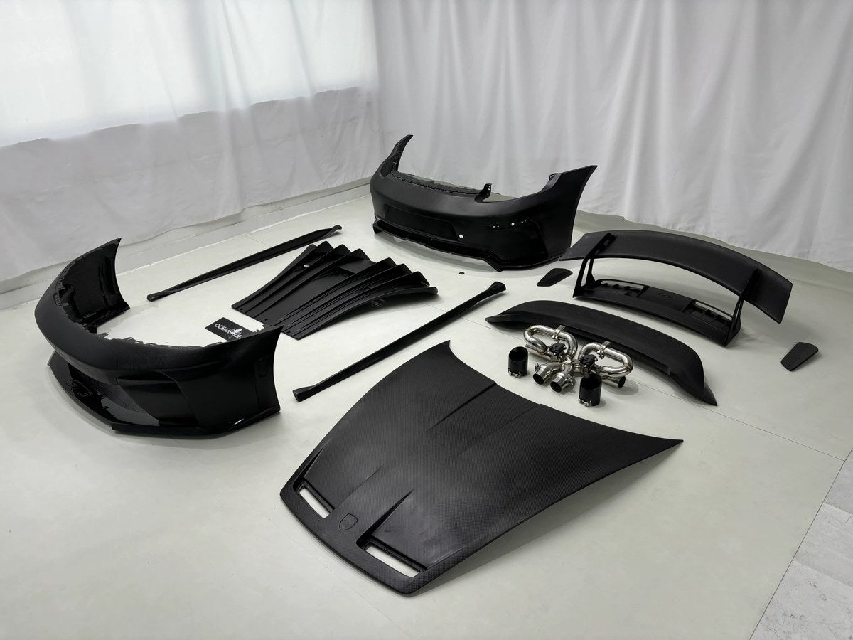 Porsche 911 992 to 992.2 GT3 Style Dry Carbon Fiber Conversion Kit – Front Bumper, Rear Bumper, Hood, Side Skirts, Engine Cover, GT Wing, Exhaust & More