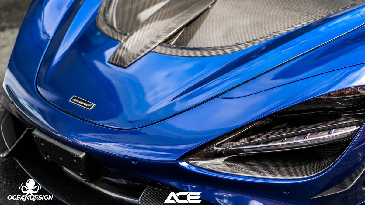 McLaren 720S 765LT-Style Dry Carbon Fiber Complete Aero Kit – Front & Rear Bumper / Wide Fenders / Side Skirts / Rear Wing / Front Lip / Hood