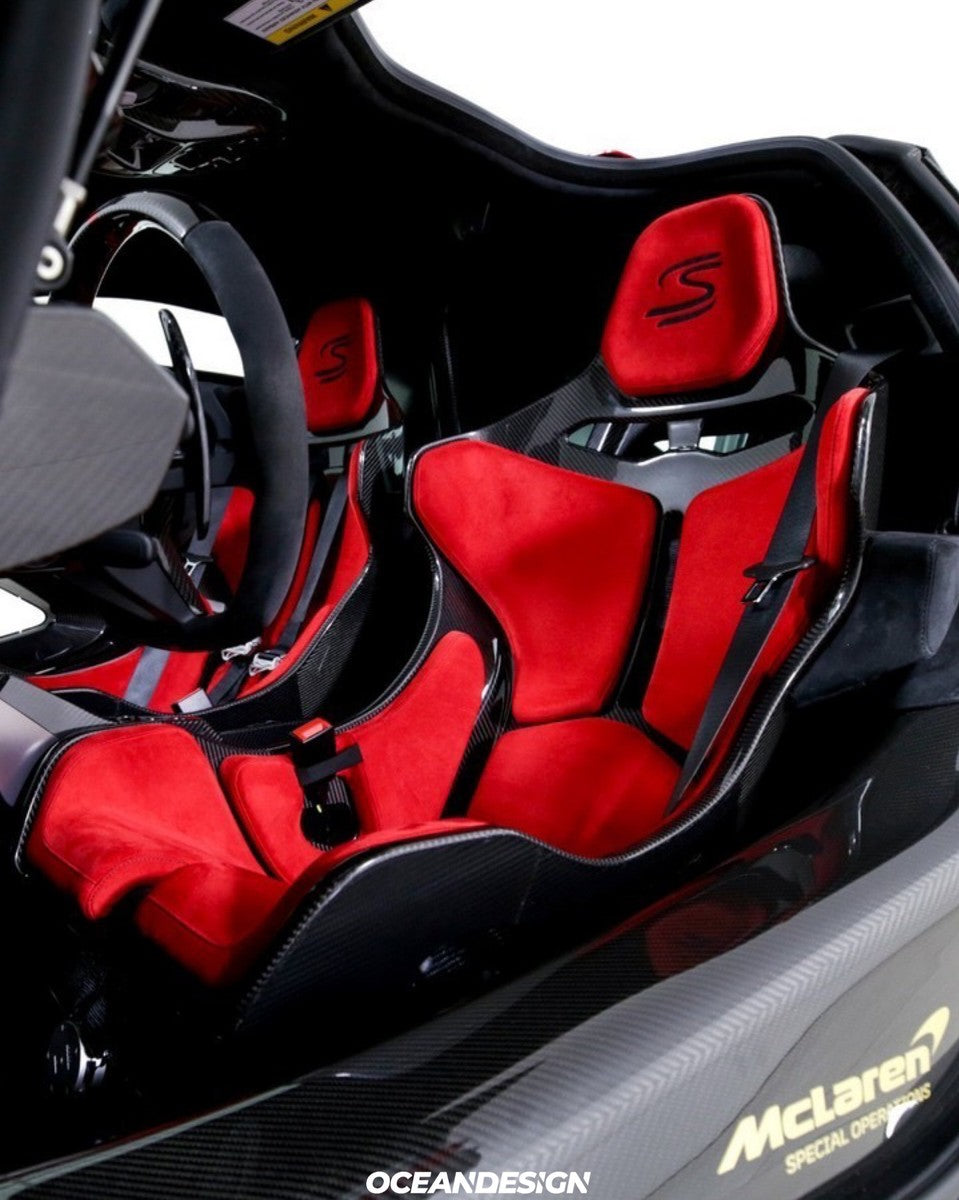 McLaren Senna Style Dry Carbon Fiber One-Piece Racing Bucket Seat – Alcantara Lightweight