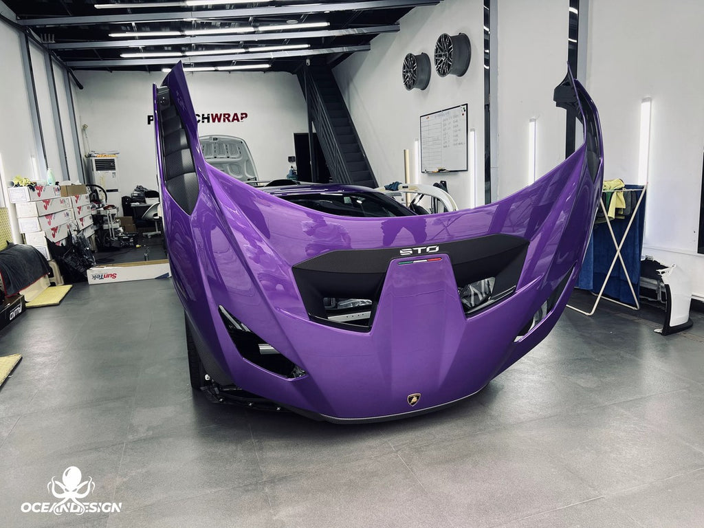 Lamborghini STO OEM Style Dry Carbon Fiber Aero Kit – Front Lip, Rear Lip, Rear Wing, Mirror Covers, Front Corner Pieces, Engine Bay Vents, Hood Vents
