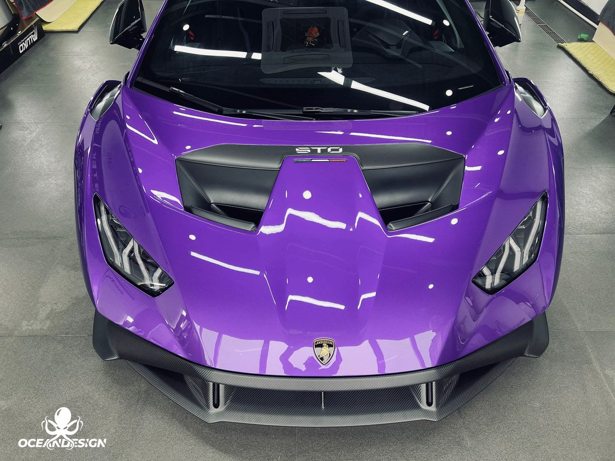 Lamborghini STO OEM Style Dry Carbon Fiber Aero Kit – Front Lip, Rear Lip, Rear Wing, Mirror Covers, Front Corner Pieces, Engine Bay Vents, Hood Vents
