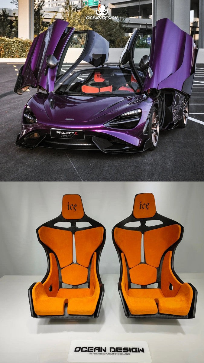 McLaren Senna Style Dry Carbon Fiber One-Piece Racing Bucket Seat – Alcantara Lightweight